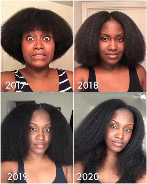 Evolução do cabelo entre 2017 e 2020