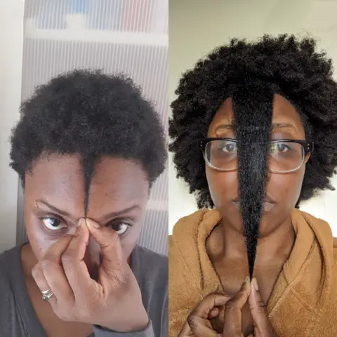 Comparação do comprimento de uma mecha de cabelo