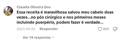 Comentário de cliente satisfeita
